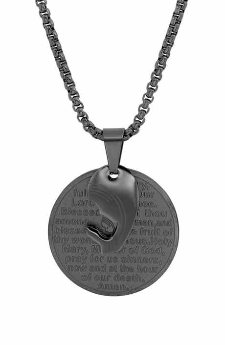 Men's Hail Mary Medallion Pendant Necklace