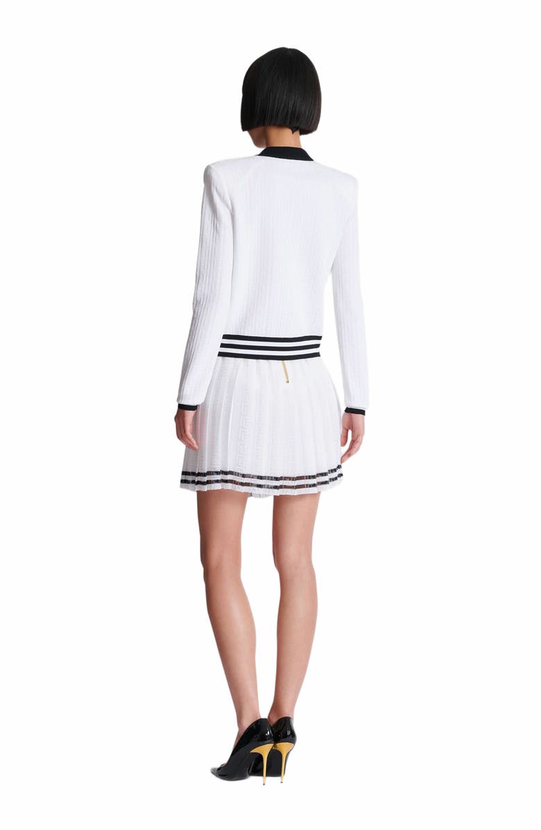 Balmain Two-Tone Monogrammed Knit Cardigan, Alternate, color, 
