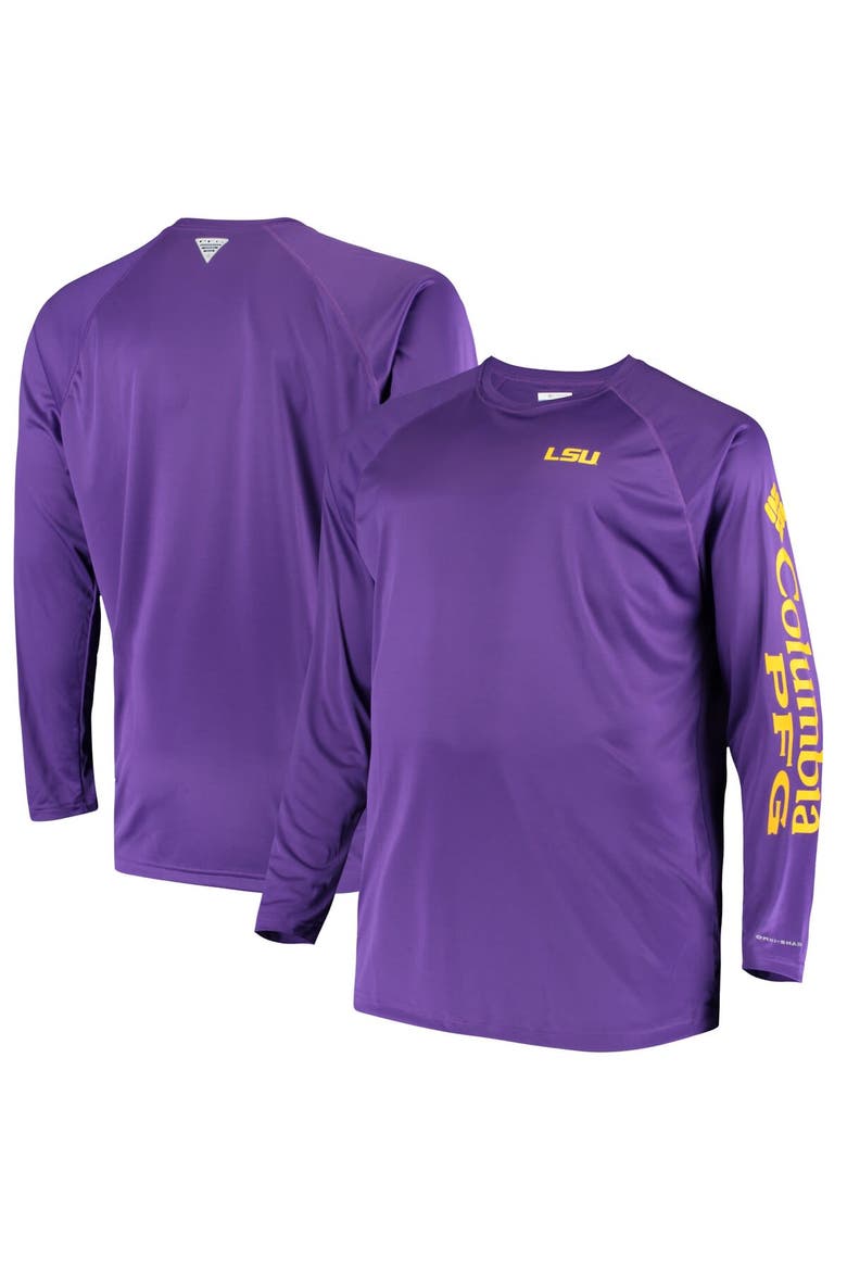 Men's Columbia Purple LSU Tigers Big & Tall Terminal Tackle Long Sleeve Omni-Shade T-Shirt, Main, color, Purple