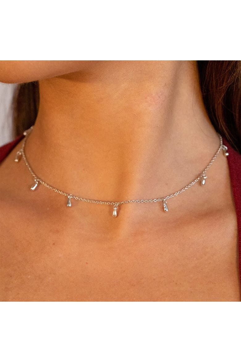 Mini Drop Choker Style Necklace, Alternate, color, Sterling Silver