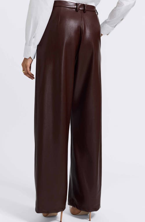 Foxcroft Ciara Wide Leg Faux Leather Pants In Brown