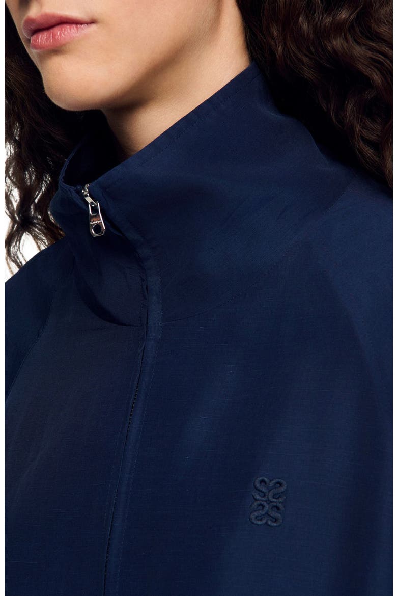 Embroidered collar oversized jacket, Alternate, color, Navy blue
