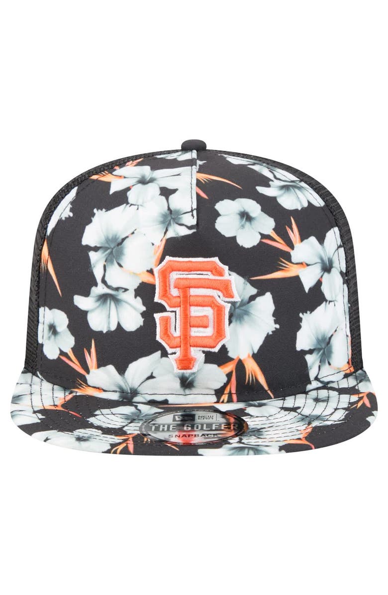 New Era Men's New Era Black San Francisco Giants Adventure Pattern Golfer Trucker Snapback Hat, Alternate, color, 