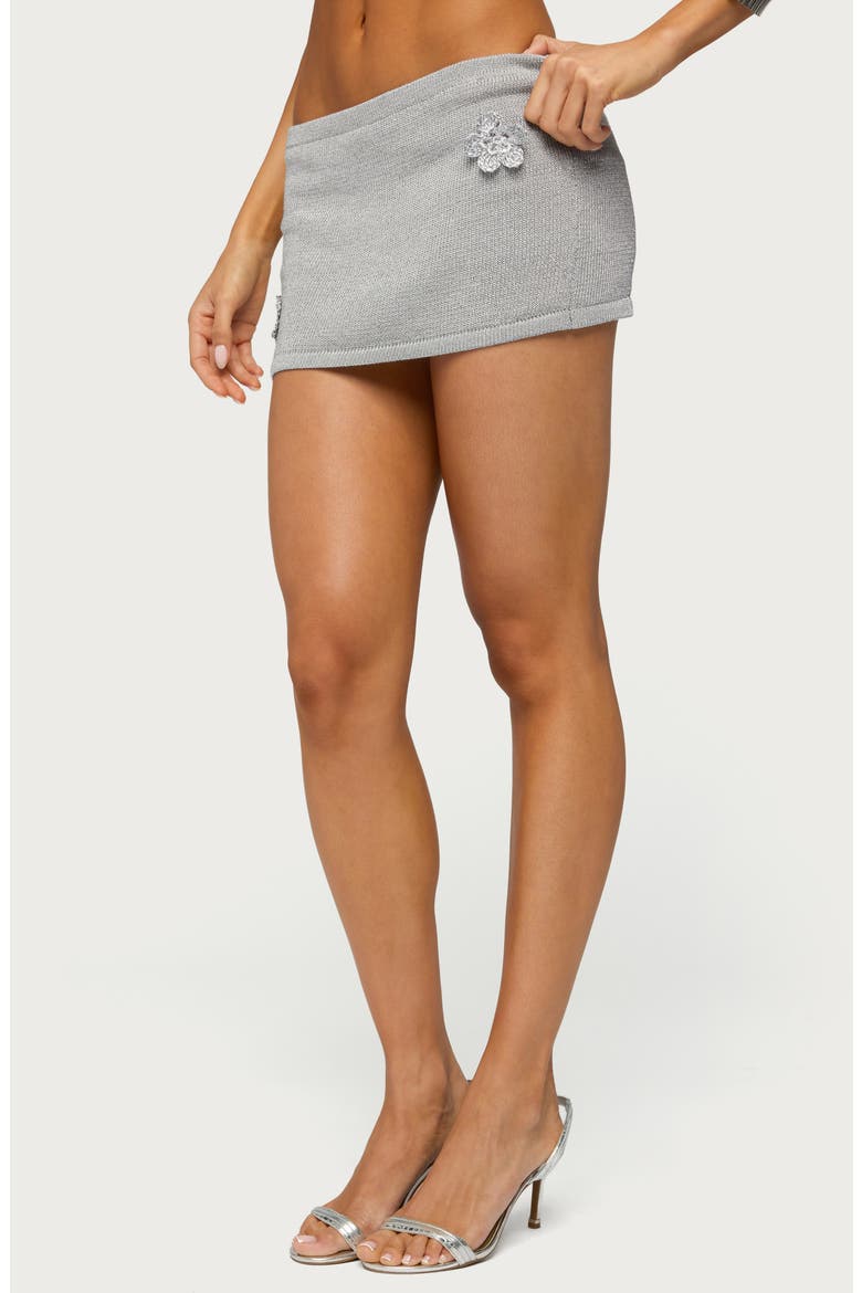 Teagyn Metallic Knit Miniskort, Alternate, color, SILVER