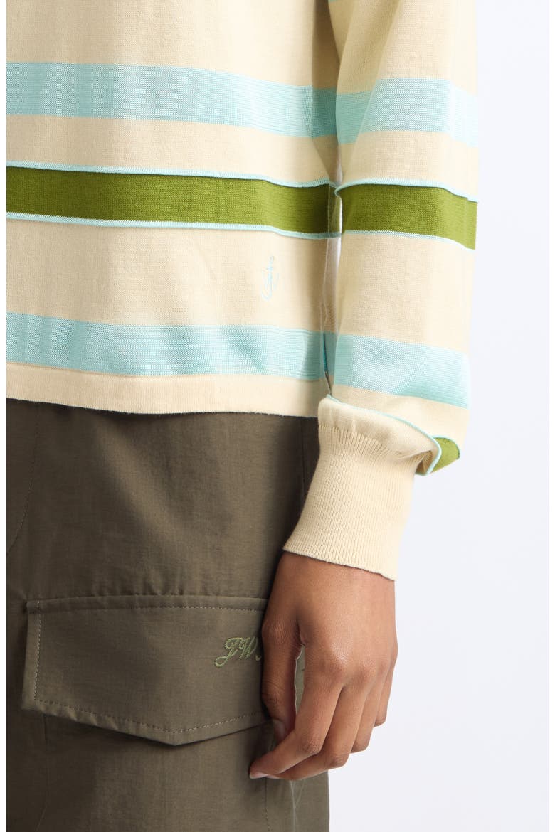 Stripe Long Sleeve Polo, Alternate, color, IVORY