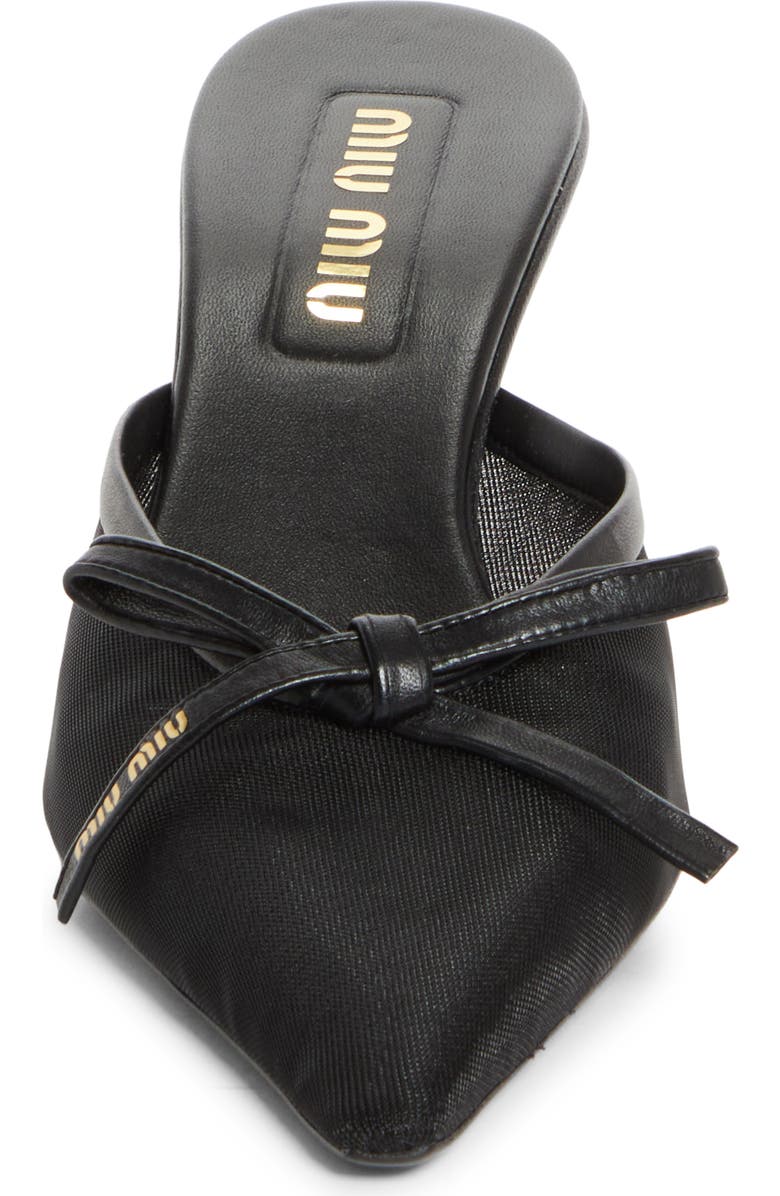 Miu Miu Bow Mesh Kitten Heel Mule, Alternate, color, Nero