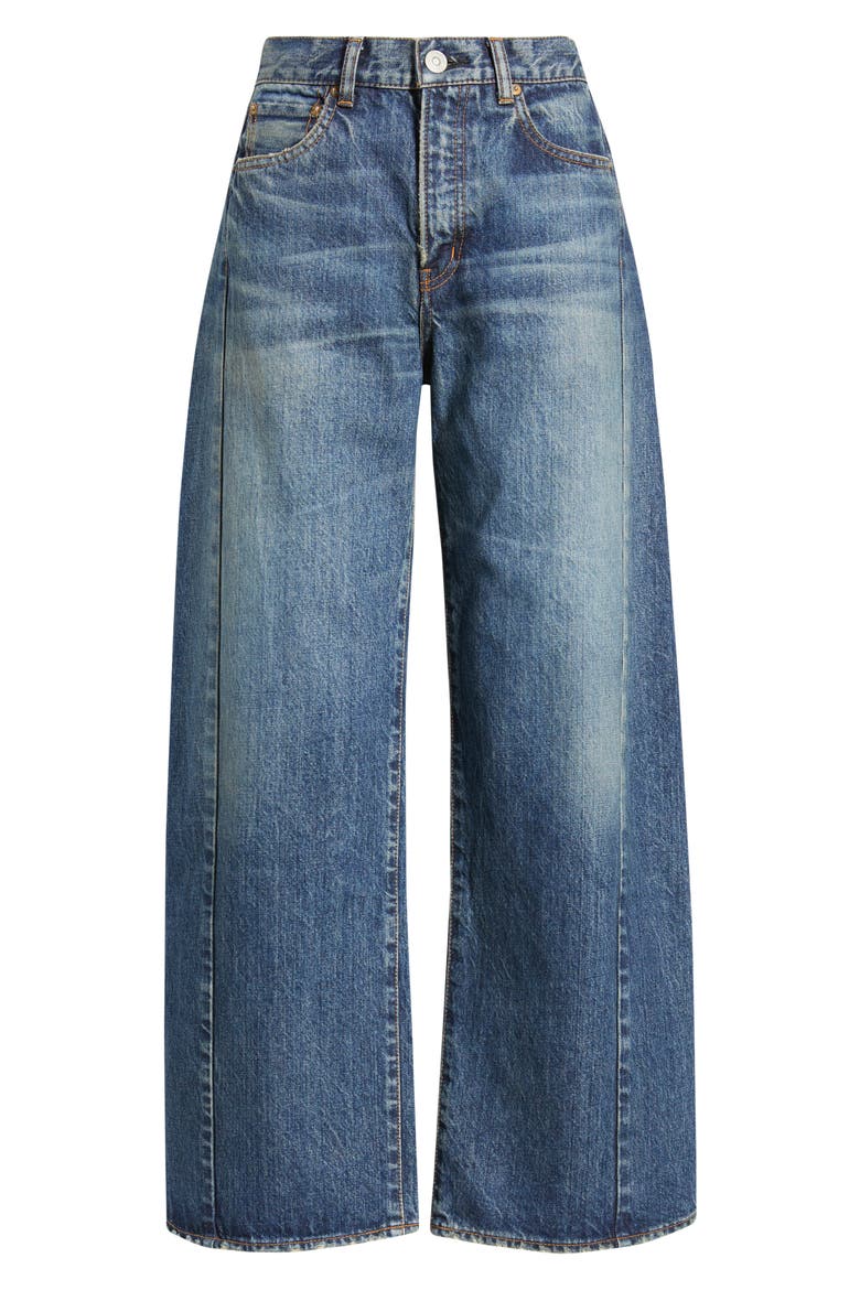 Harlem Side Line High Waist Wide Leg Ankle Jeans, Alternate, color, DARK BLUE