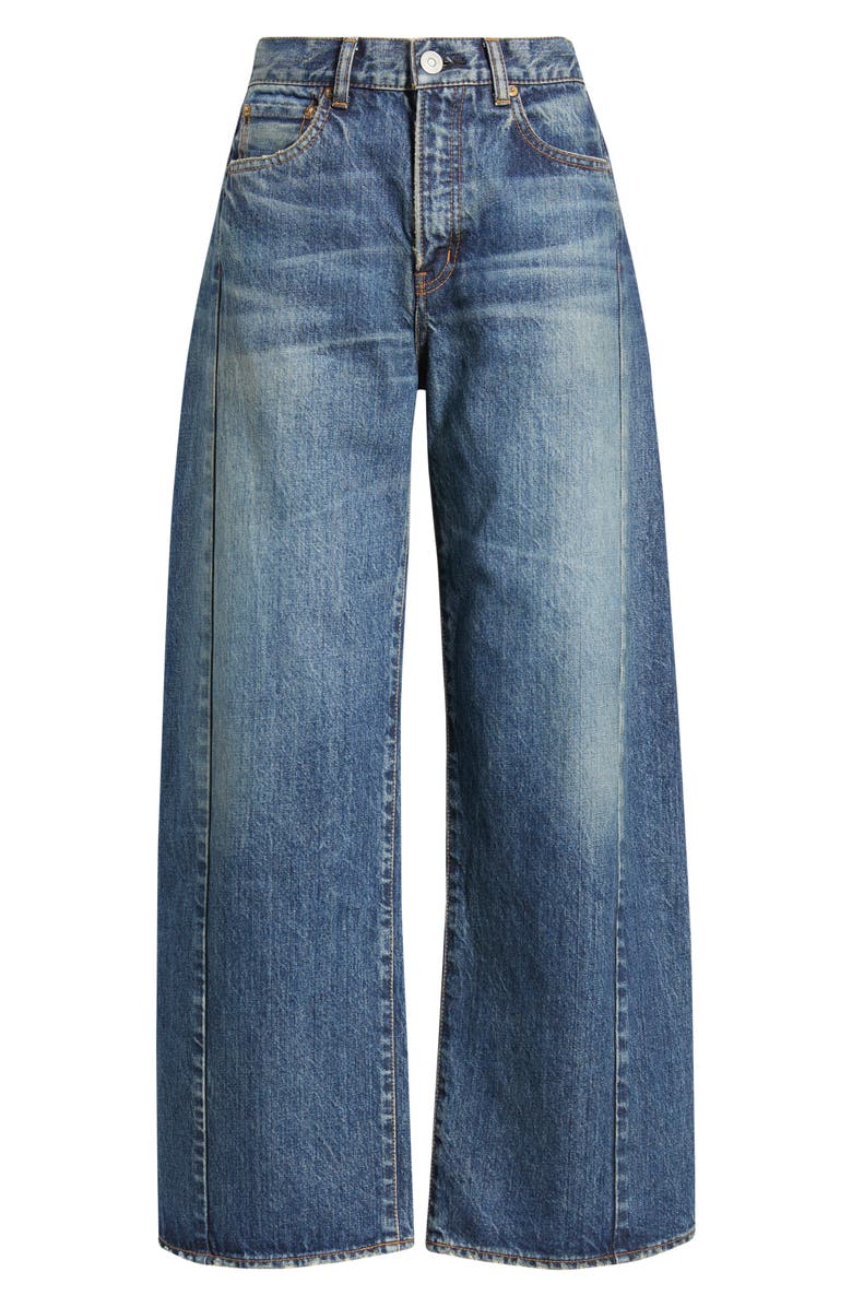 MOUSSY VINTAGE Harlem Side Line High Waist Wide Leg Ankle Jeans, Alternate, color, Dark Blue