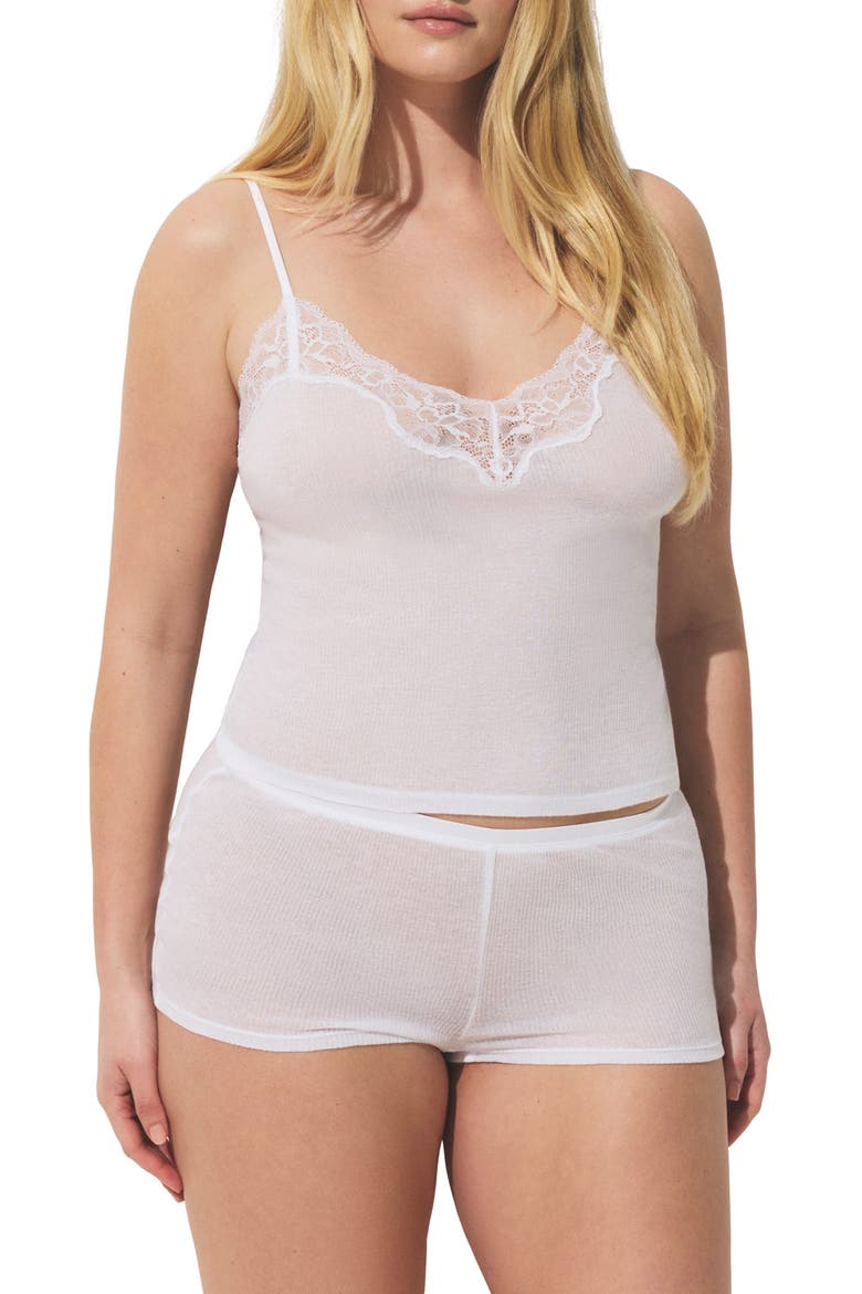 Lace Cami & Shorts Set, Main, color, SNOW