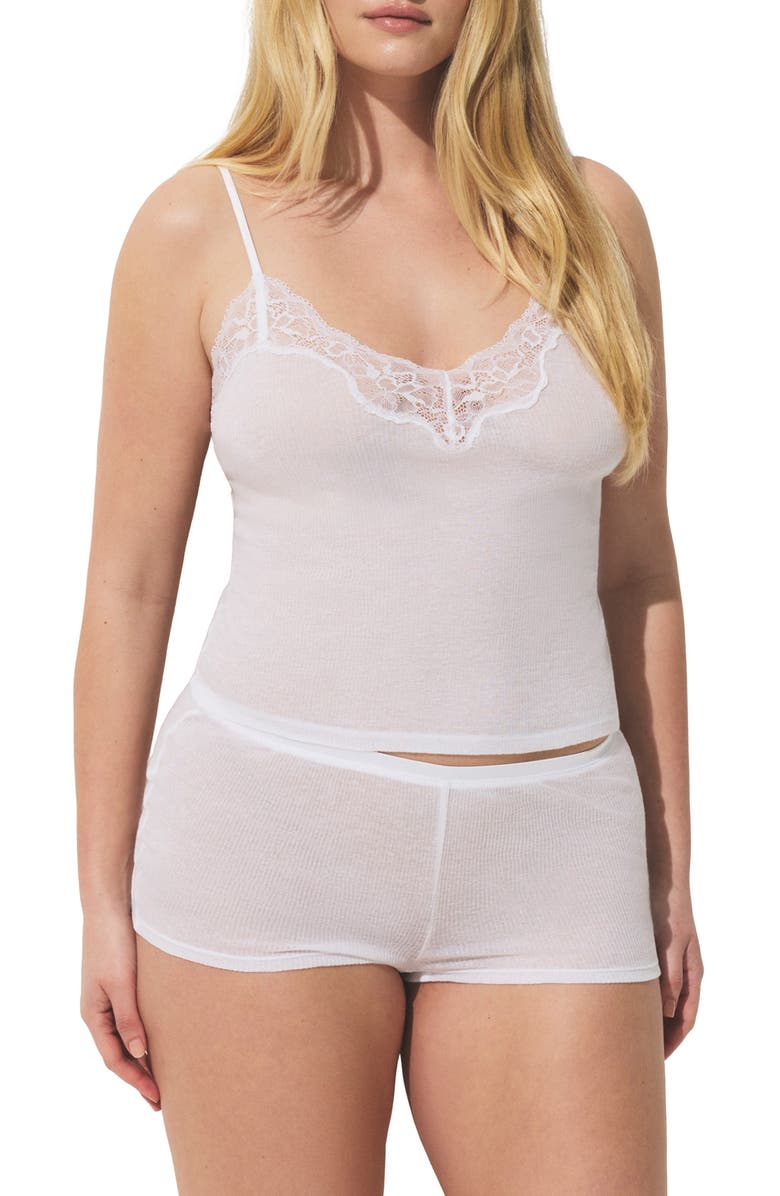SKIMS Lace Cami & Shorts Set, Main, color, Snow