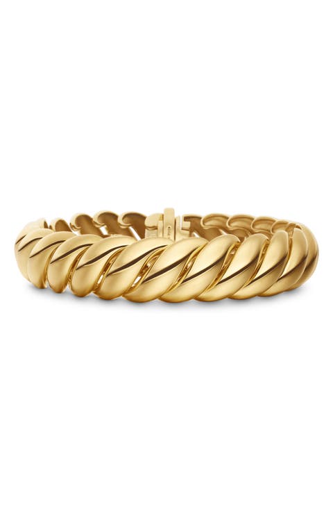 Sculpted Cable Bracelet in 18K Yellow Gold, 14mm