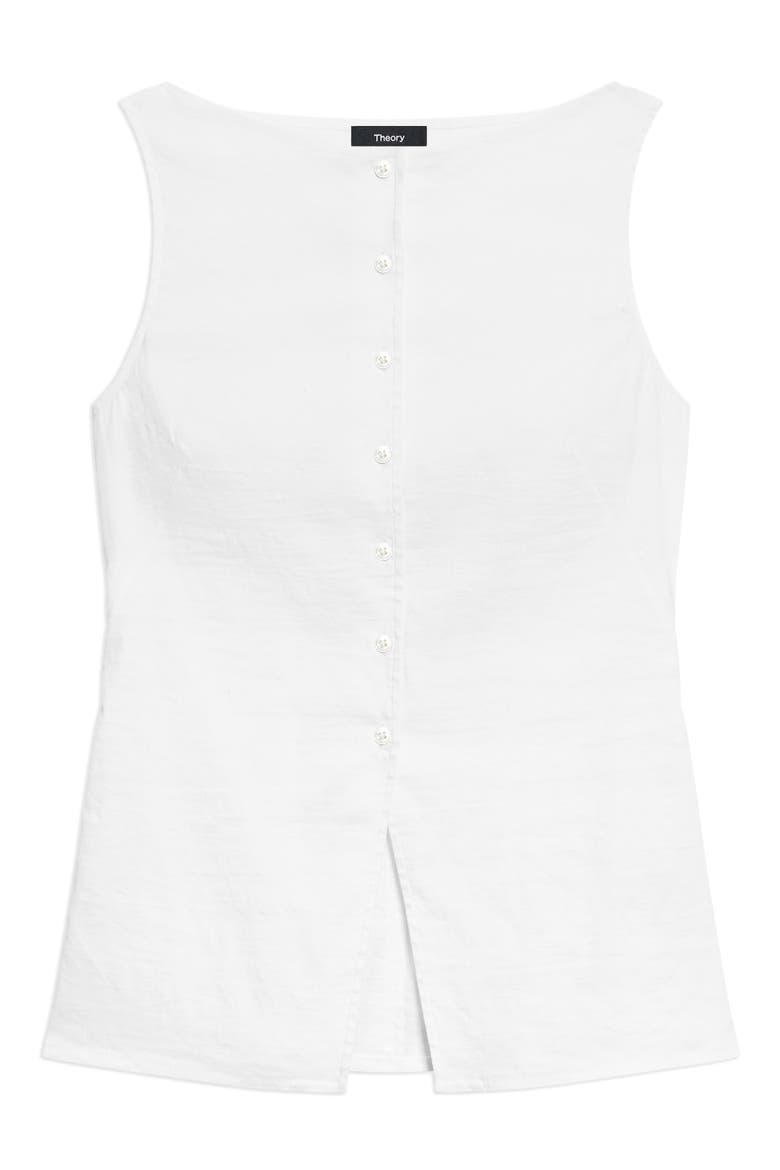 Boatneck Sleeveless Linen Blend Button-Up Shirt, Alternate, color, WHITE