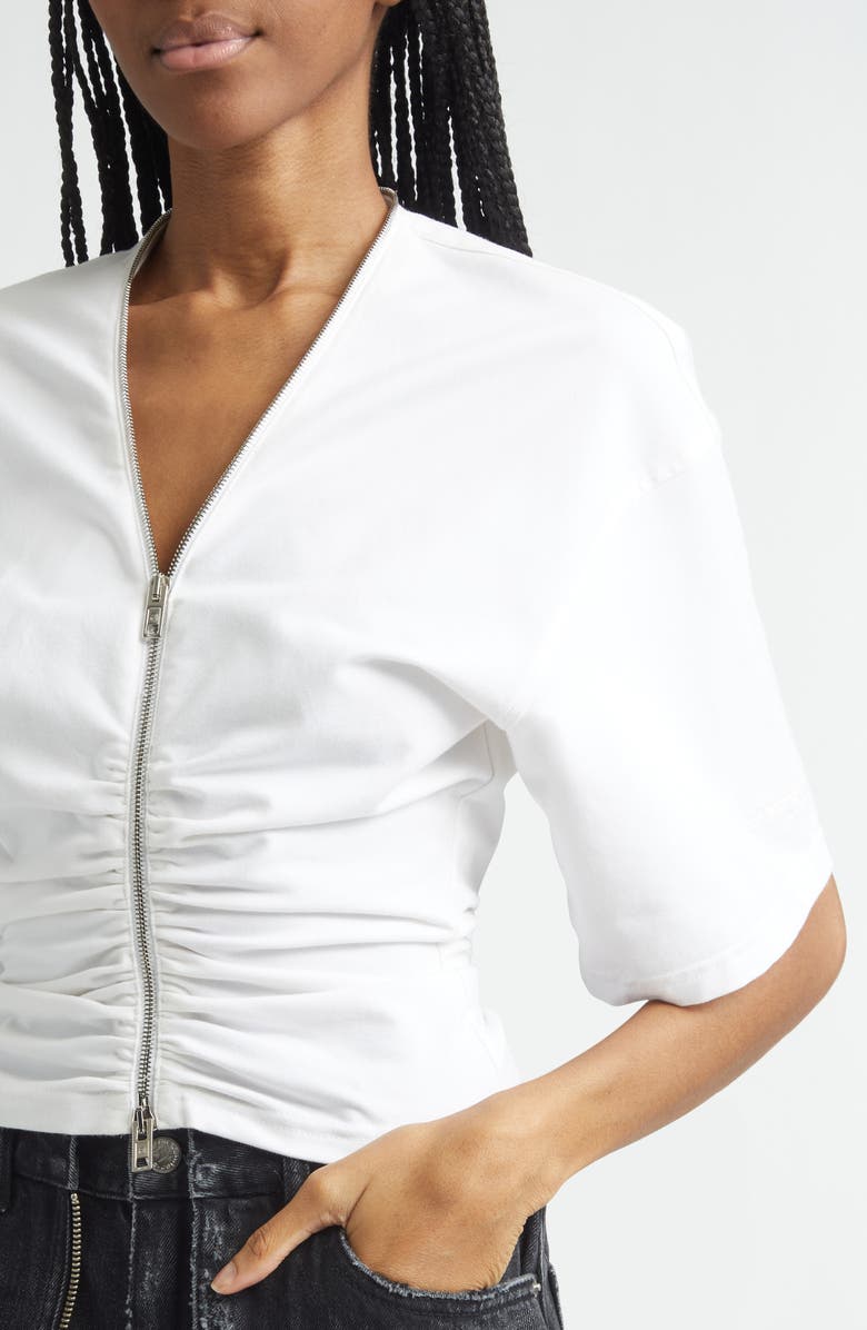 Alexander Wang Ruched Knit Zip Top, Alternate, color, White