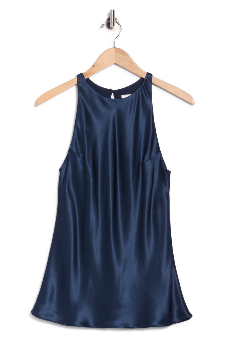 Saskia Silk Tank Top, Alternate, color, MIDNIGHT