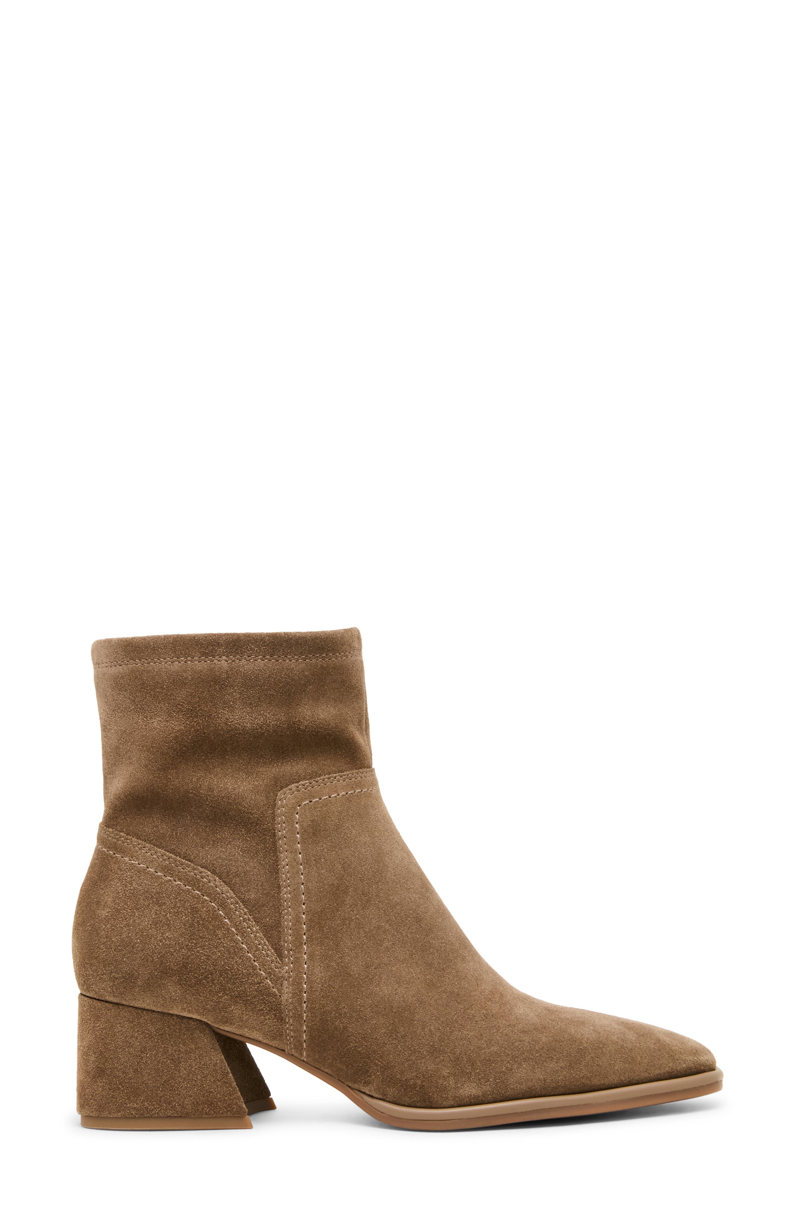 Marina Waterproof Stretch Suede Block Heel Bootie, Alternate, color, TAUPE SUEDE