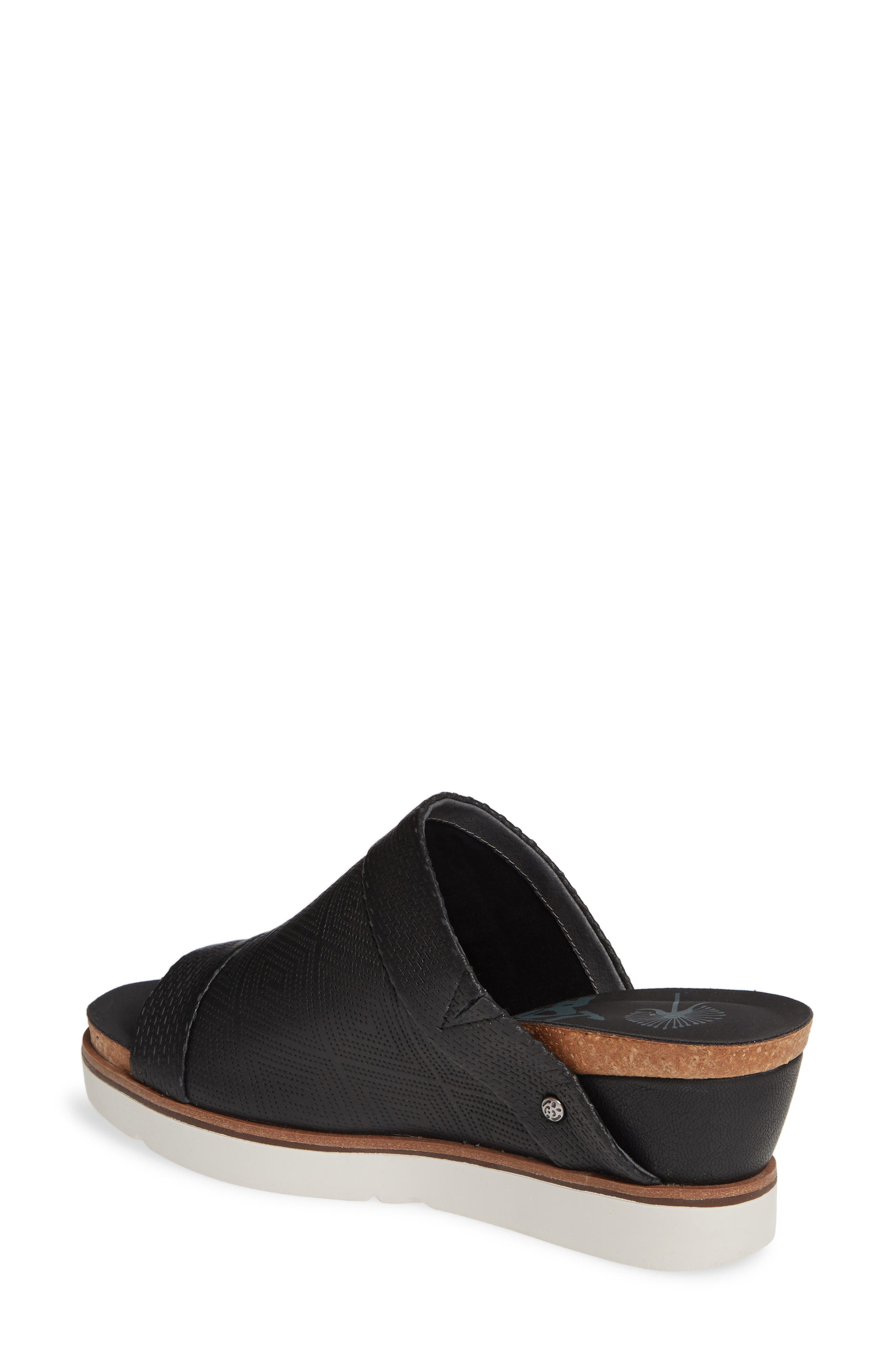Earthshine Wedge Sandal, Alternate, color, BLACK LEATHER