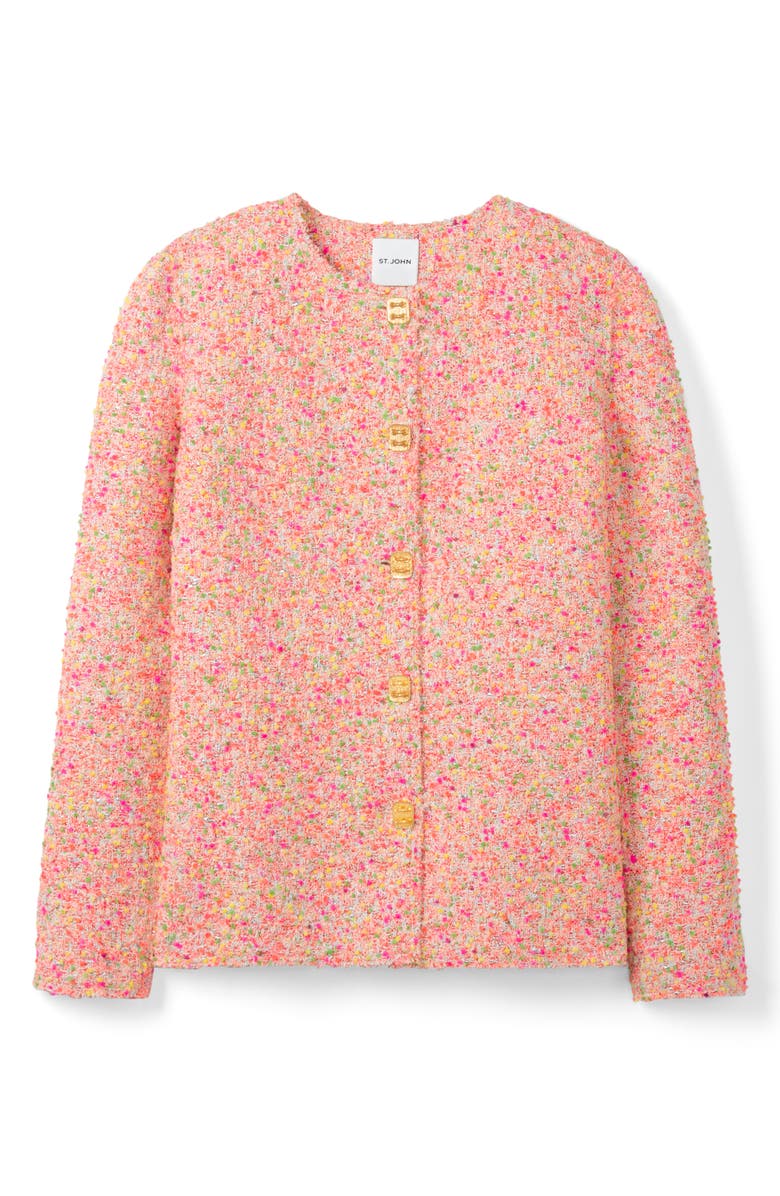 St. John Collection Raw Edge Tweed Knit Jacket, Alternate, color, 