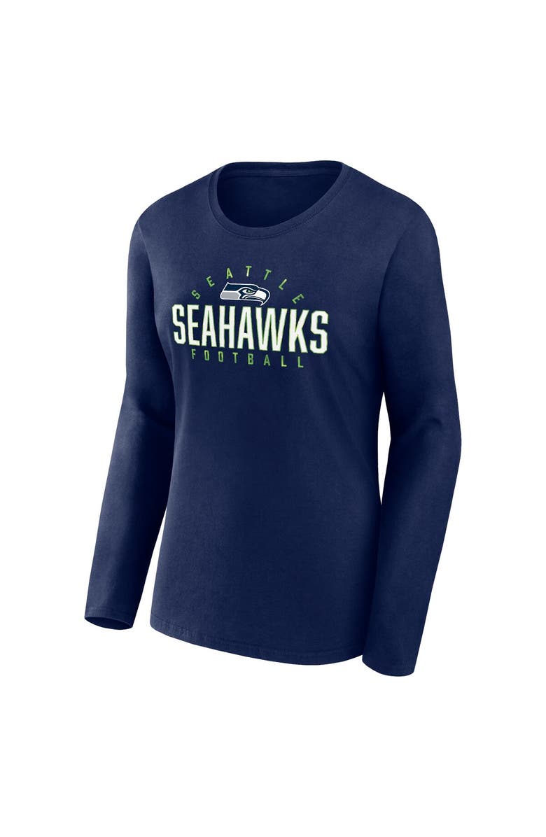 FANATICS Women's Fanatics Branded College Navy Seattle Seahawks Plus Size Foiled Play Long Sleeve T-Shirt, Alternate, color, 