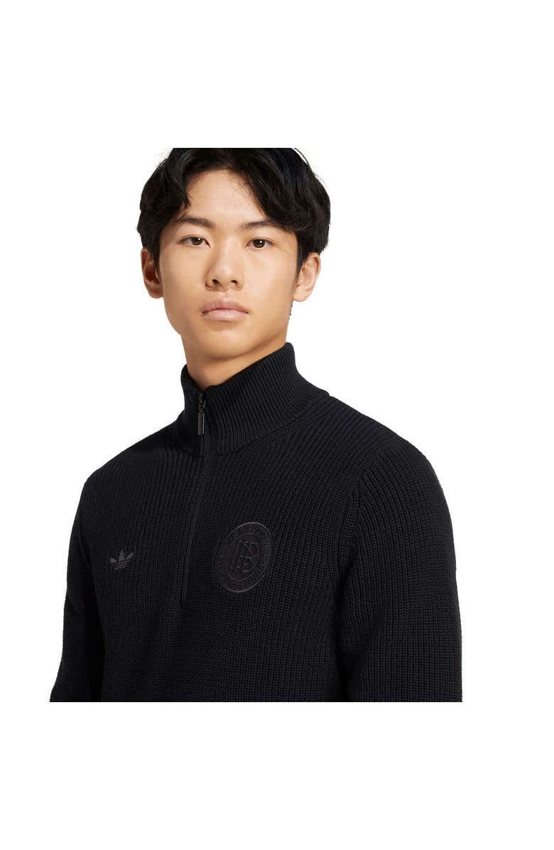 adidas Originals Men's adidas Originals  Black Germany National Team 125th Anniversary Culturewear Half-Zip Rib-Knit Top, Alternate, color, Black