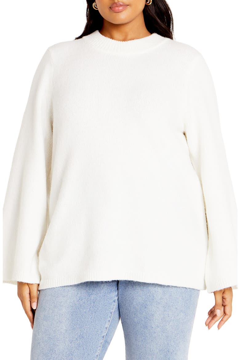 Bow Back Bell Sleeve Sweater, Main, color, IVORY