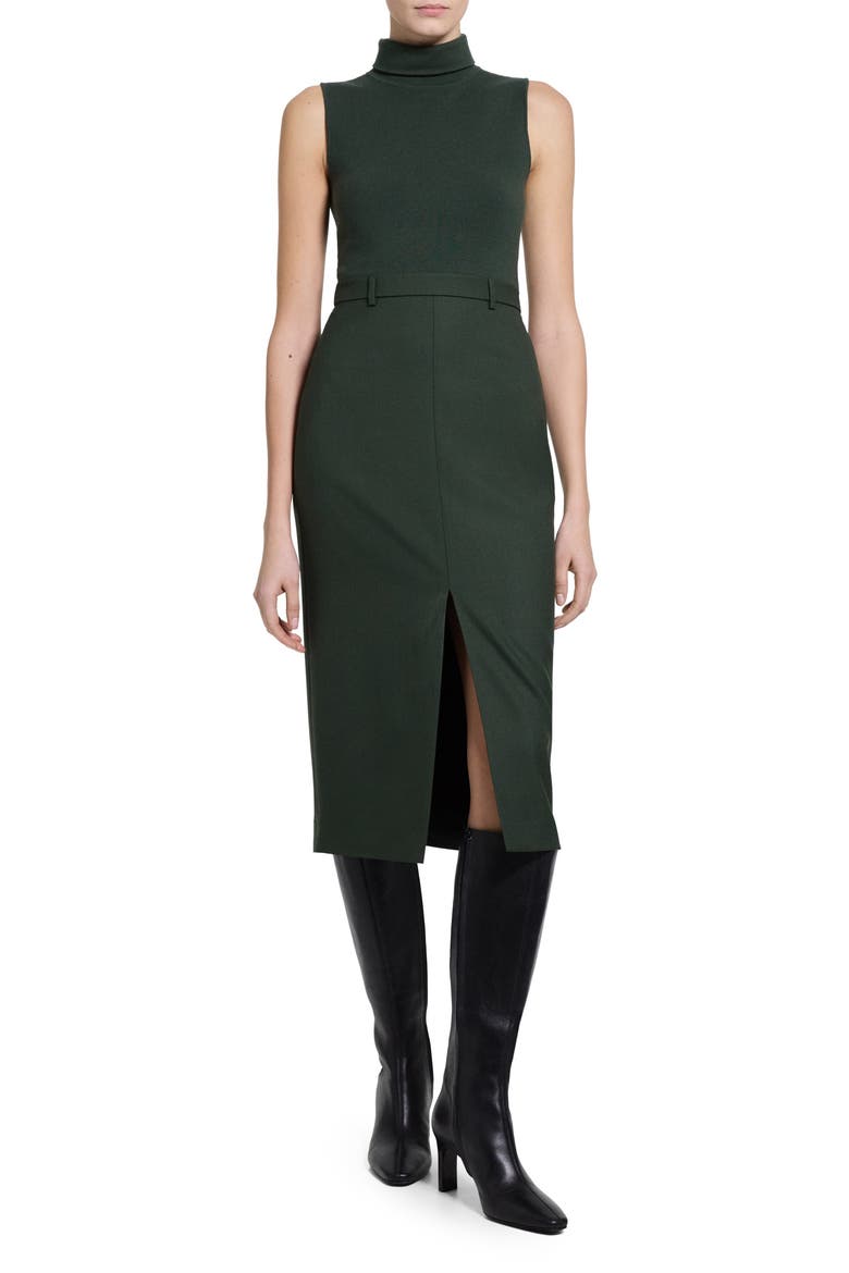 Belted Sleeveless Sheath Dress, Main, color, IVY