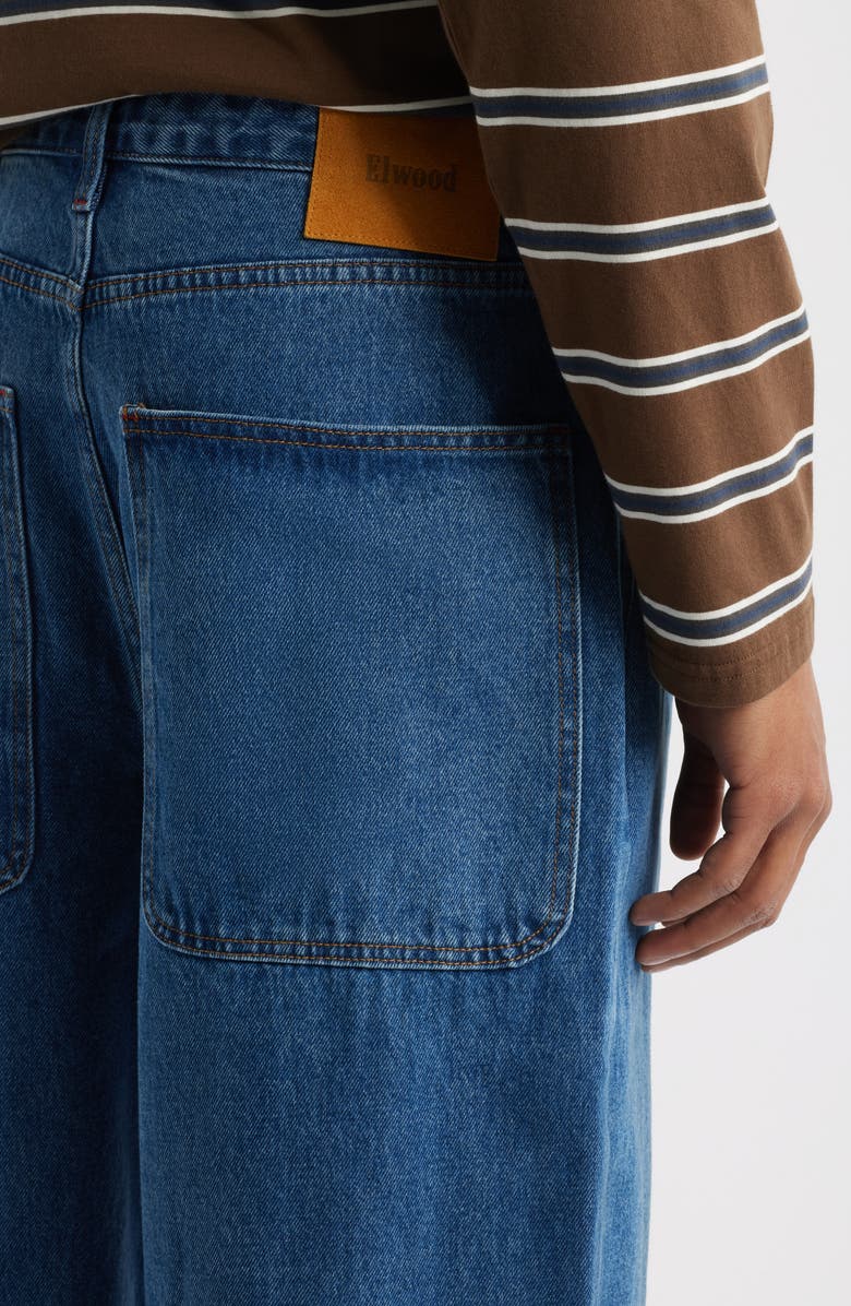 Elwood Wood Shop Baggy Wide Leg Carpenter Jeans, Alternate, color, Blue Medium