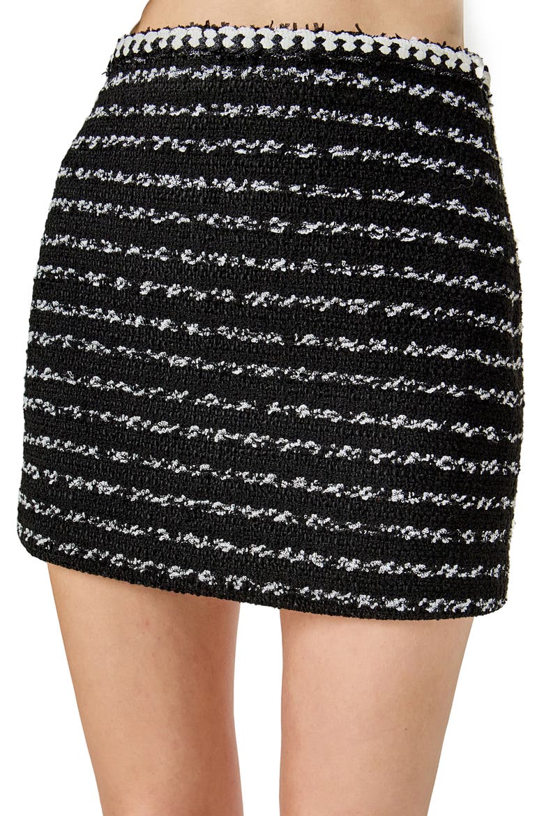 Stripe Tweed Miniskirt, Alternate, color, BLACK