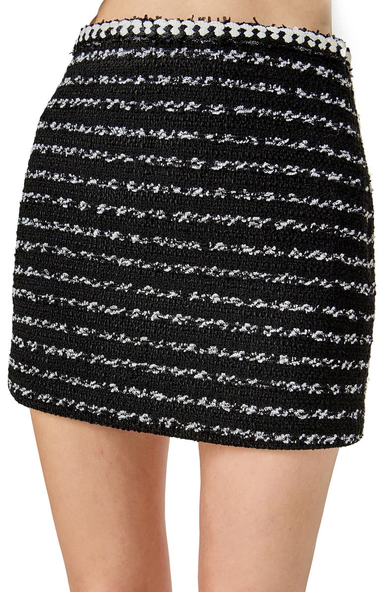 Endless Rose Stripe Tweed Miniskirt, Alternate, color, Black