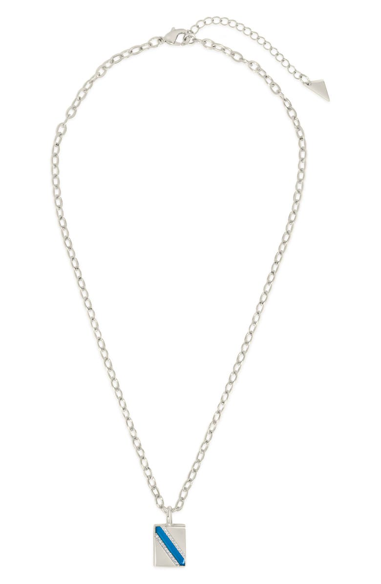 Sterling Forever Calliope Enamel Rectangle Pendant Necklace, Alternate, color, 