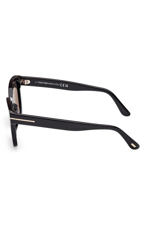 Tom Ford Haylay Acetate Rectangle Sunglasses In Shiny Black Eco/smoke Lenses
