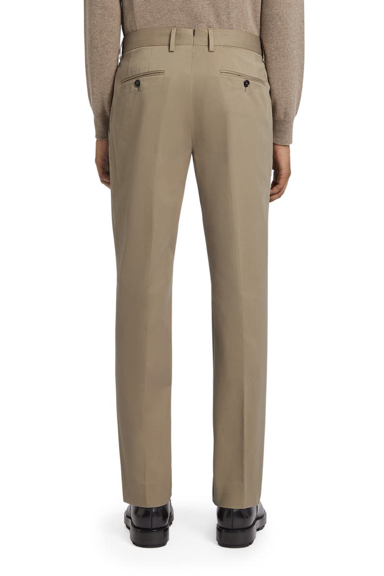 Flat Front Stretch Cotton Gabardine Trousers, Alternate, color, KHAKI