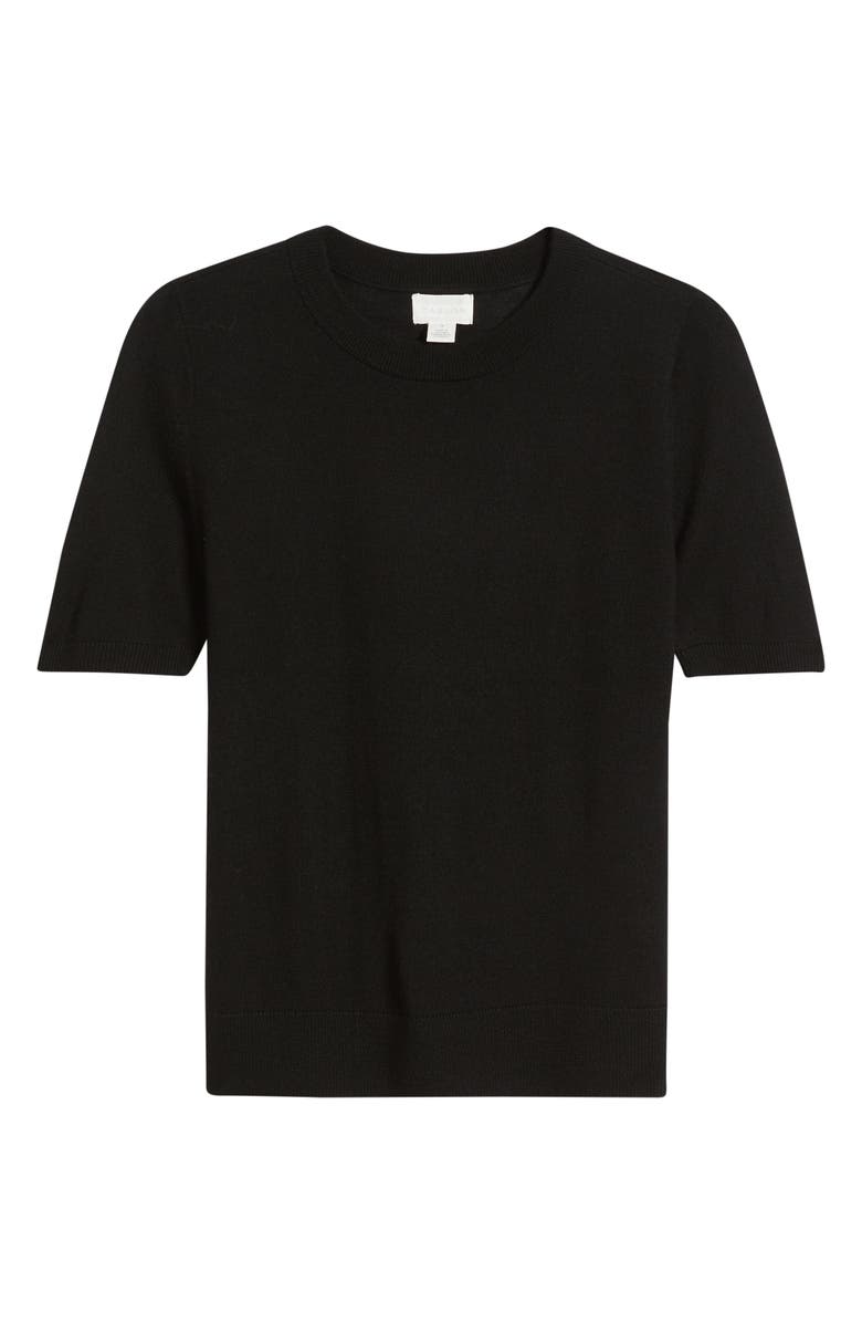 Caslon<sup>®</sup> Short Sleeve Wool Blend Sweater Top, Alternate, color, Black