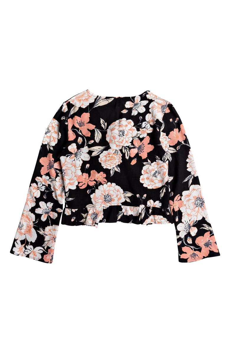 Roxy Blue Day Baby Floral Tie Front Crop Top, Alternate, color, 