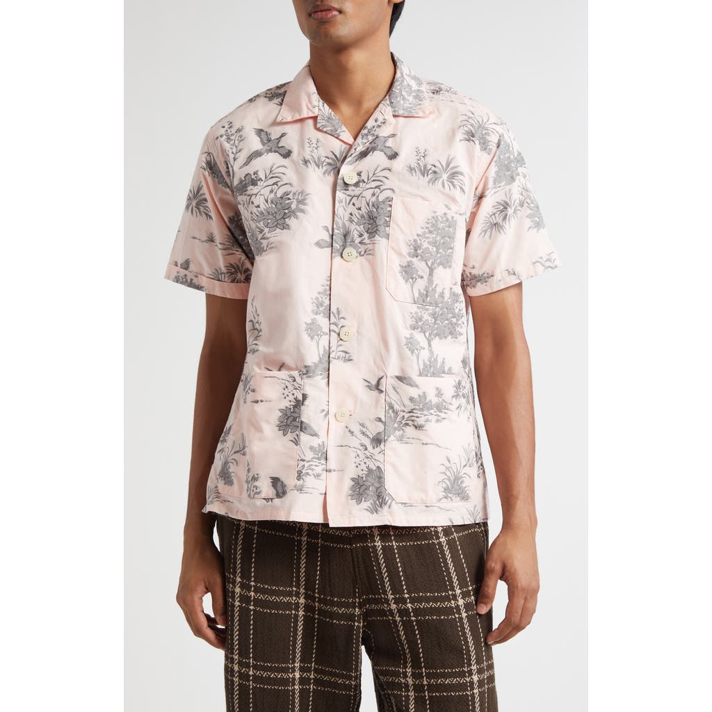 BEAMS Beach Print Camp Shirt in 30 Pink  product
