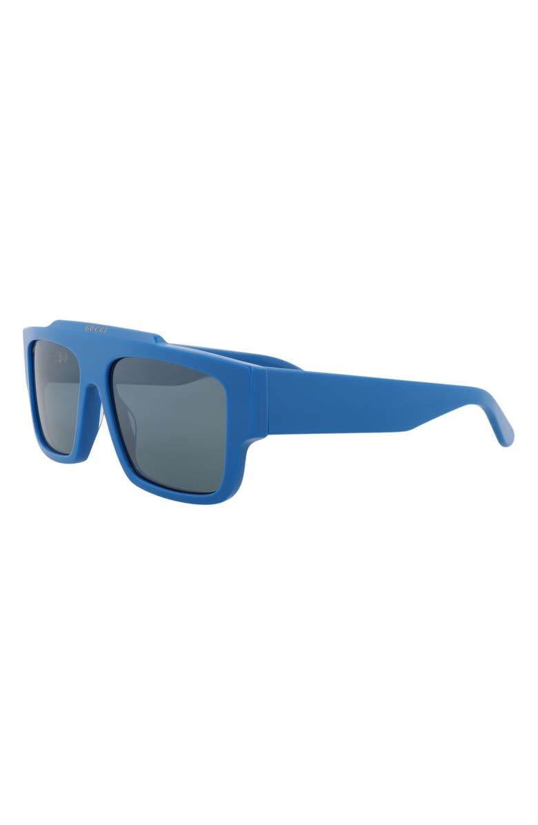 Gucci 56mm Rectangle Sunglasses, Alternate, color, Light Blue Light Blue Blue