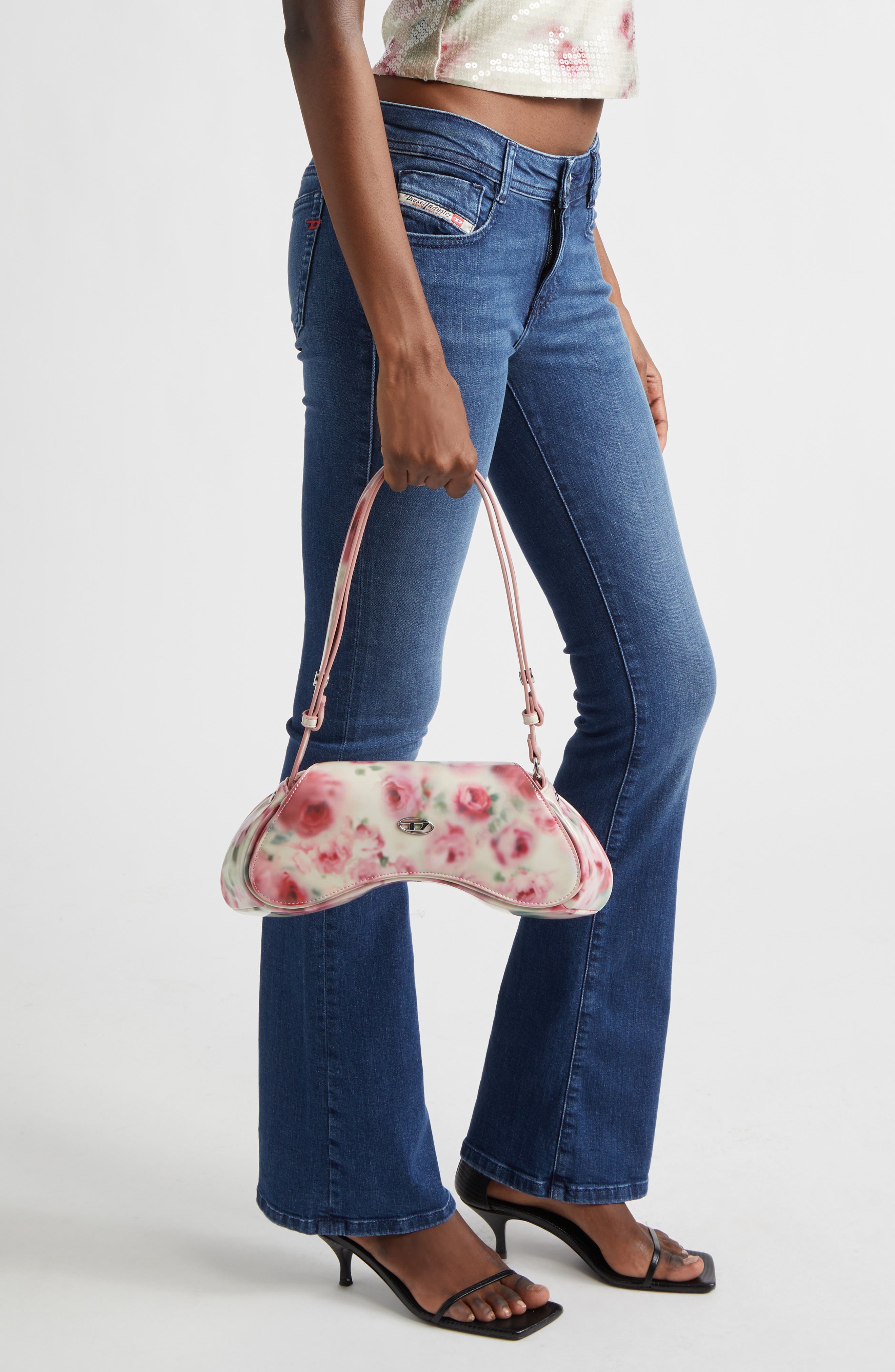 DIESEL<sup>®</sup> Play Faux Leather Shoulder Bag, Alternate, color, Pink/ White