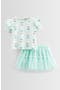 Ruffled Graphic T-Shirt & Tiered Tutu Skirt Set