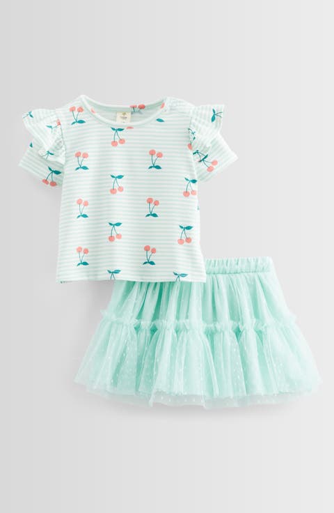 Ruffled Graphic T-Shirt & Tiered Tutu Skirt Set (Baby)