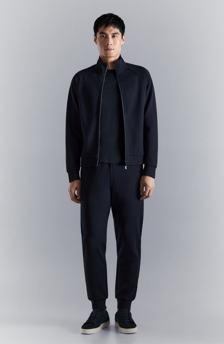 MANGO Regular Fit Technical Zip Sweatshirt, Alternate, color, Navy