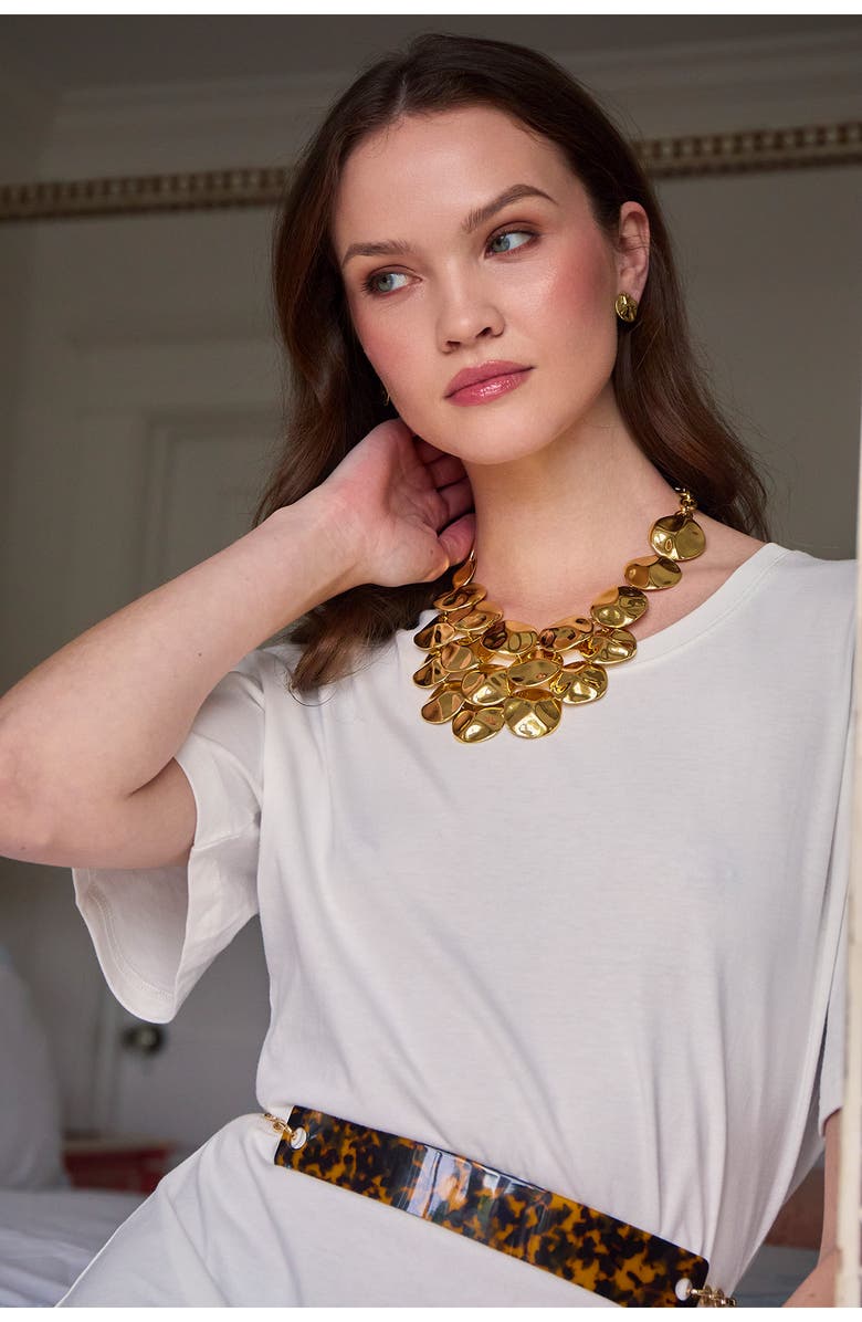 Lele Sadoughi Socialite Bib Necklace, Alternate, color, Gold