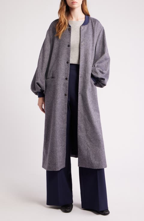 Cameron Balloon Sleeve Wool Blend Long Coat