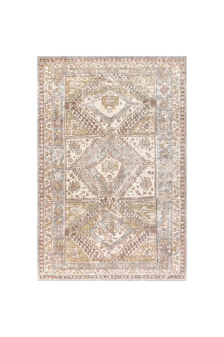 Darija Ornate Geometric Medallion Area Rug, Main, color, Light Blue/Ivory