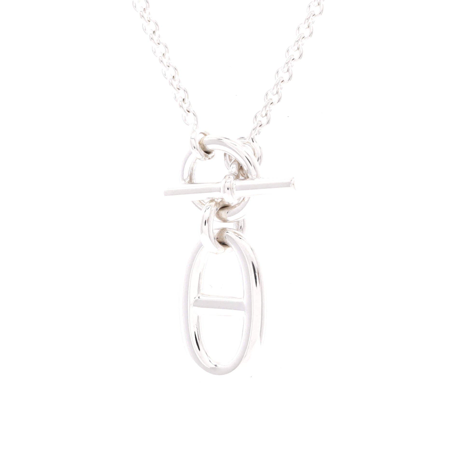 Pre-Owned Hermes Chaine d'Ancre Pendant Necklace Sterling Silver, Main, color, Silver