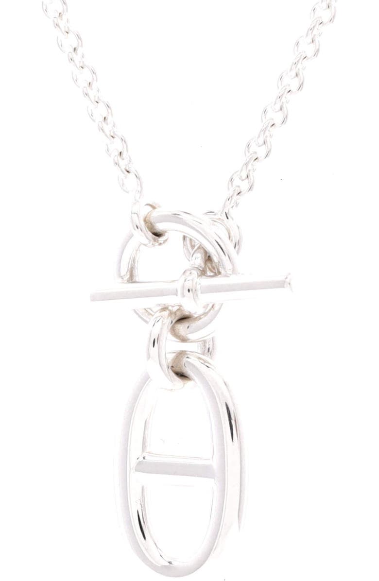 Pre-Owned Hermes Chaine d'Ancre Pendant Necklace Sterling Silver, Main, color, Silver