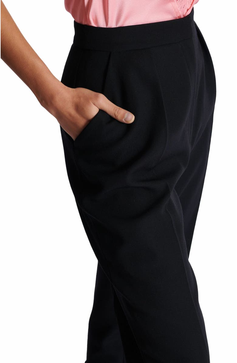 Balmain High-Waisted Grain De Poudre Trousers, Alternate, color, Black