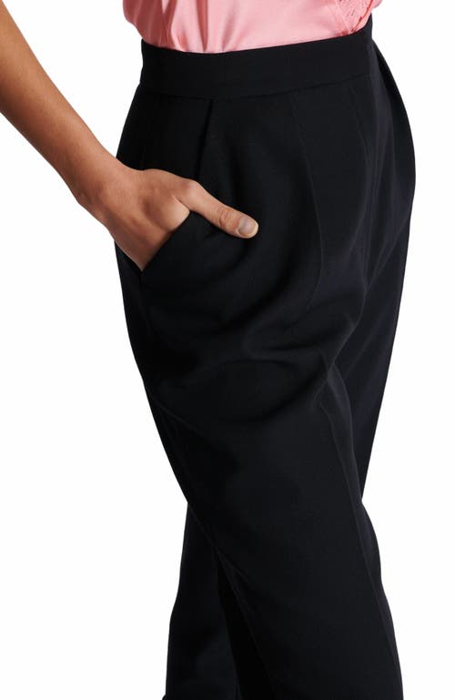 Balmain High-waisted Grain De Poudre Trousers In Black