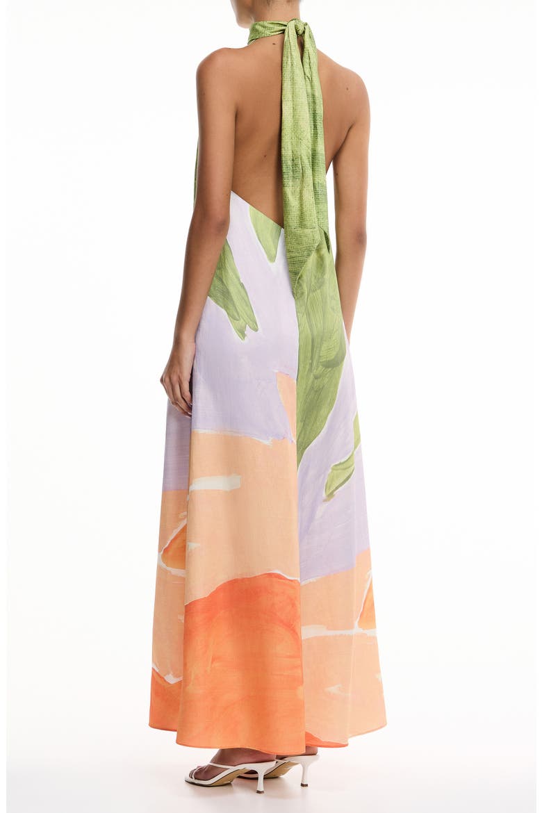 Malina Floral Print Halter Dress, Alternate, color, STAMPED POPPY