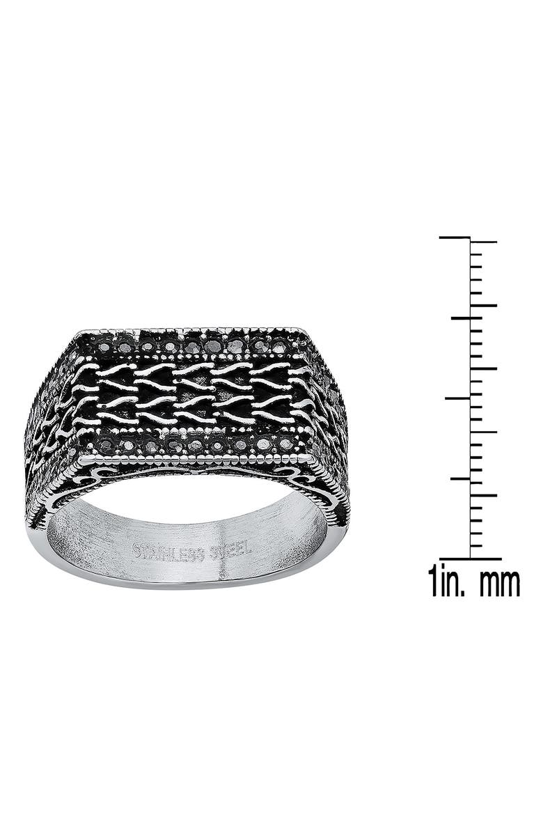 HMY JEWELRY Men's Stainless Steel Textured Signet Ring, Alternate, color, 