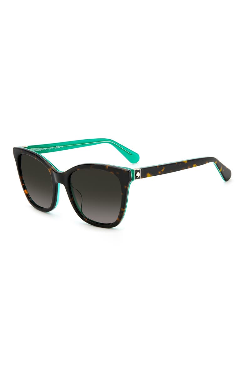 desis 55mm cat eye sunglasses, Alternate, color, HAVANA GREEN / BROWN GRADIENT