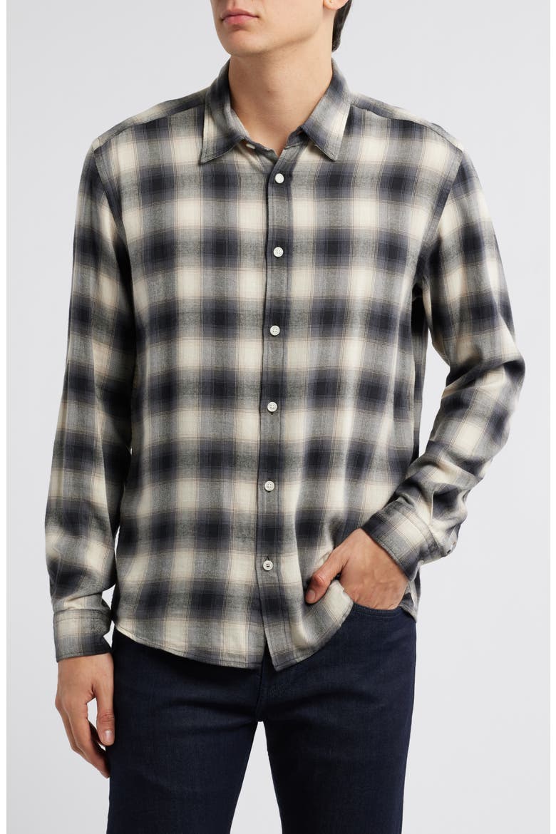 Liam Kent Plaid Button-Up Shirt, Main, color, MEDIUM GREY